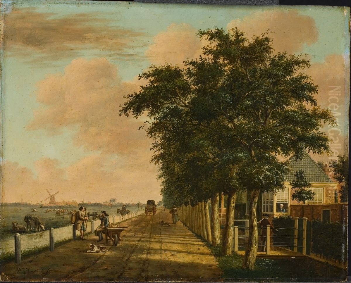 De Amsterdamse Vaart bij Haarlem, gezien naar de Liede Oil Painting by Warnaar Horstink