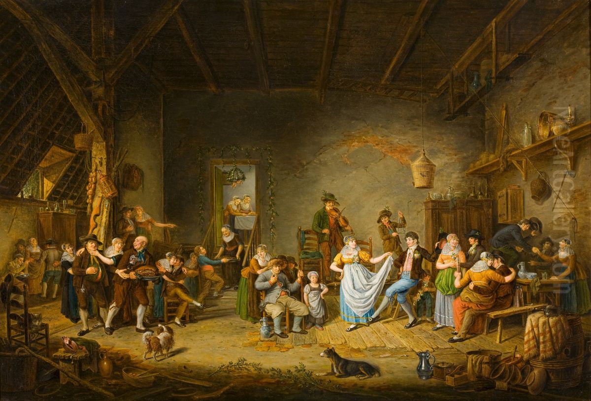 Noordhollandse boerenbruiloft Oil Painting by Johannes Petrus van Horstok