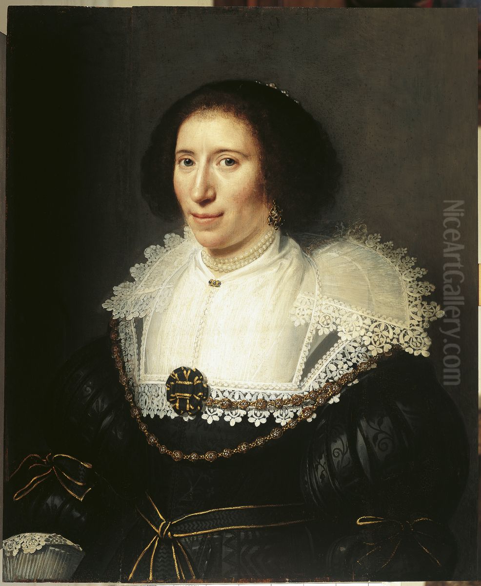Portrait of a woman, called Suzanna Hoefnagel (....-1633) Oil Painting by Michiel Jansz. van Mierevelt