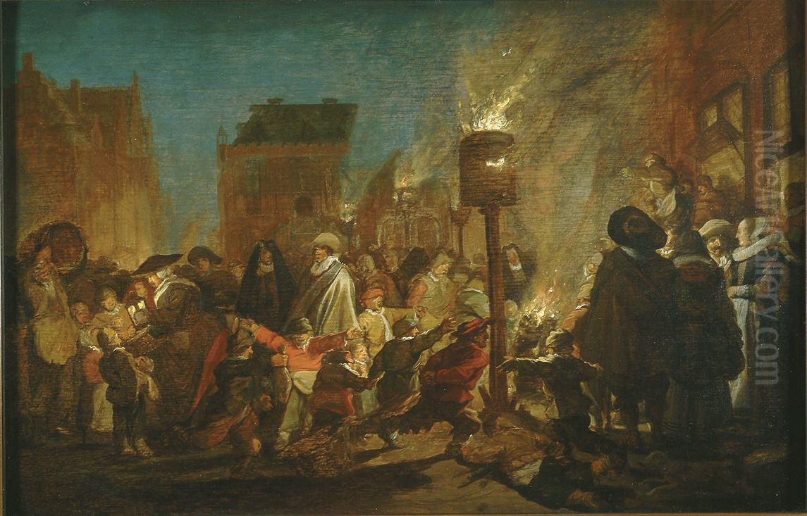 Evening festival on the Grote Markt in Haarlem. Oil Painting by Pieter De Molijn