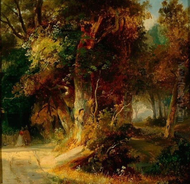 Een bosweg Oil Painting by Petrus Marius Molijn