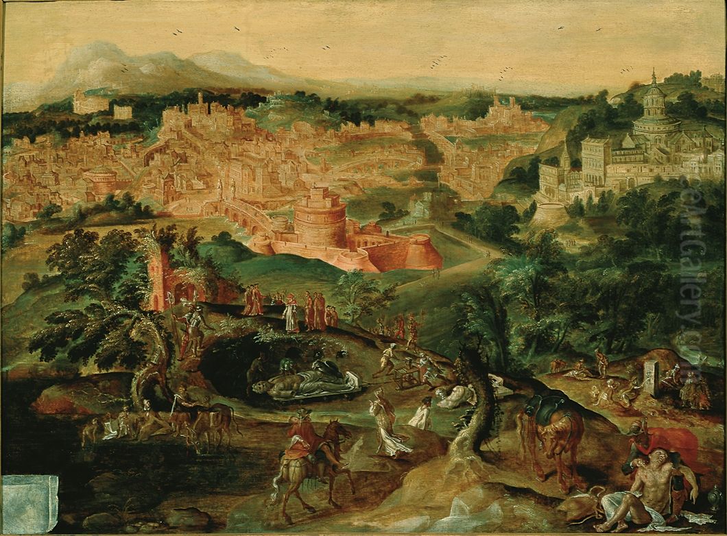 Landscape with the Good Samaritan Oil Painting by Maarten Van Heemskerck