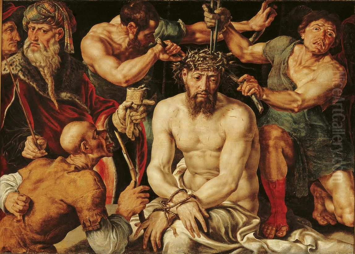 Christ Crowned with Thorns Oil Painting by Maarten Van Heemskerck
