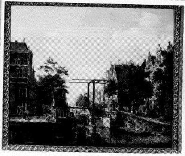 Uitzicht op een gracht in een Hollandse stad Oil Painting by Johannes Huibert Prins