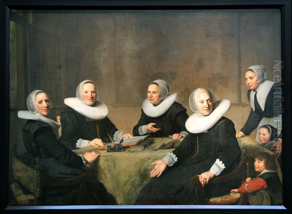 Group portrait of the regentesses of the Heilige Geesthuis in Haarlem Oil Painting by Johannes Cornelisz Verspronck