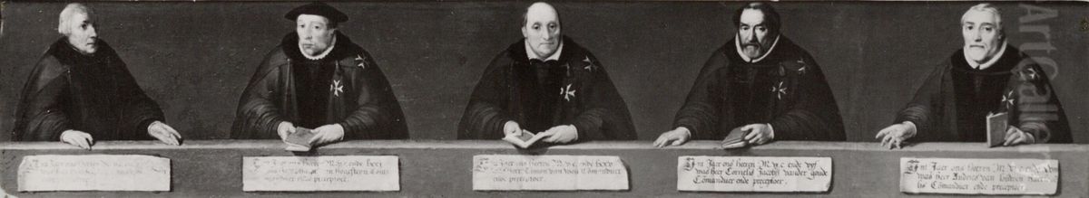 The last 5 commandeurs of the order of St John in Haarlem Oil Painting by Cornelis van Haarlem