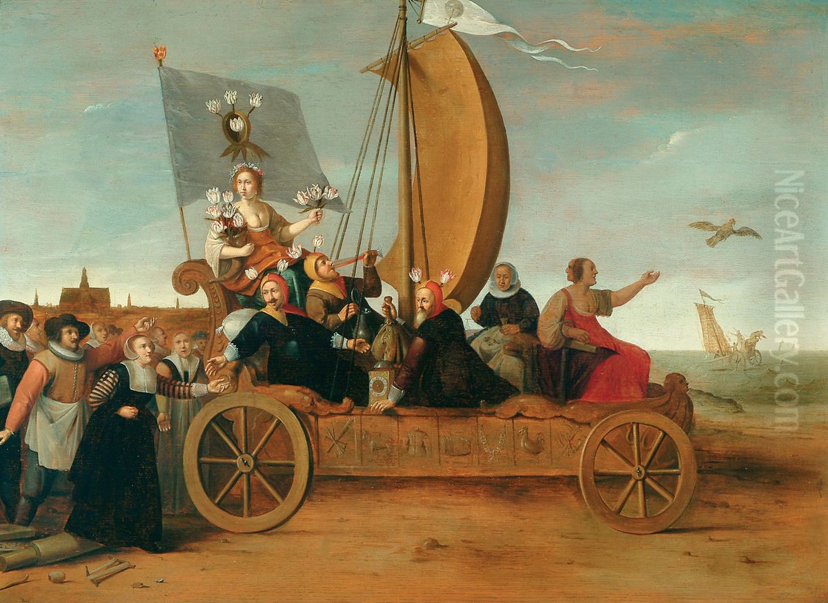 Flora's Mallewagen: Allegorie op de tulpomania Oil Painting by Hendrik Gerritsz Pot
