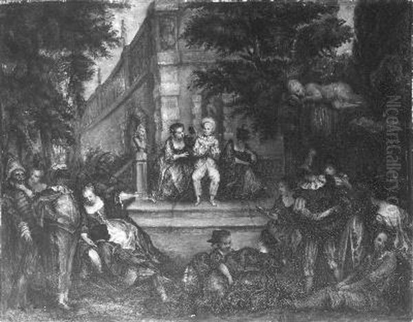 Romantisch groepje) Oil Painting by Marcellin Desboutin