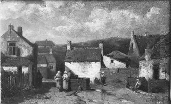 Vissersdorp Oil Painting by Solomon Leonard Verveer