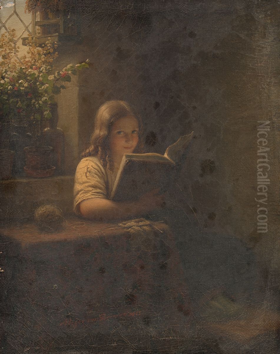 Het schalkse meisje Oil Painting by Johann Georg Meyer