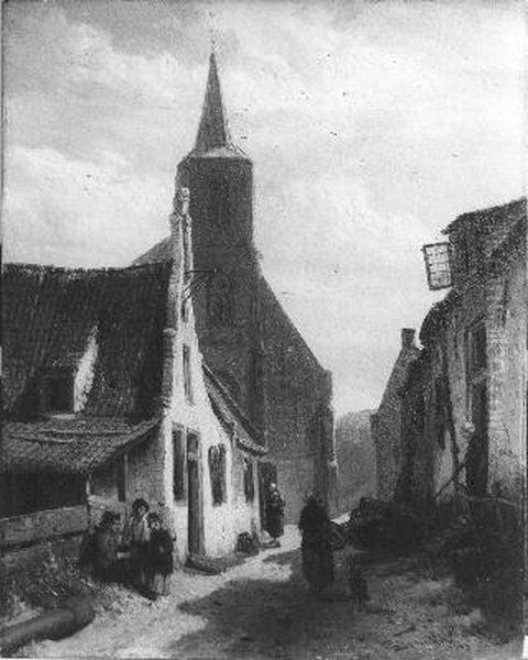 Kerk te Zandvoort Oil Painting by Cornelis Springer