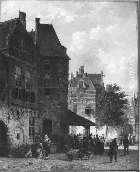 Stadsgezicht Oil Painting by Cornelis Springer