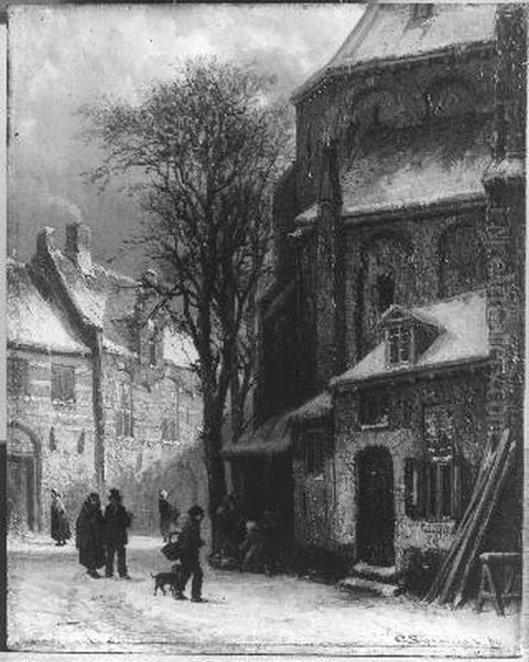 Dooiweder (Utrecht, achter Sint-Pieter) Oil Painting by Cornelis Springer