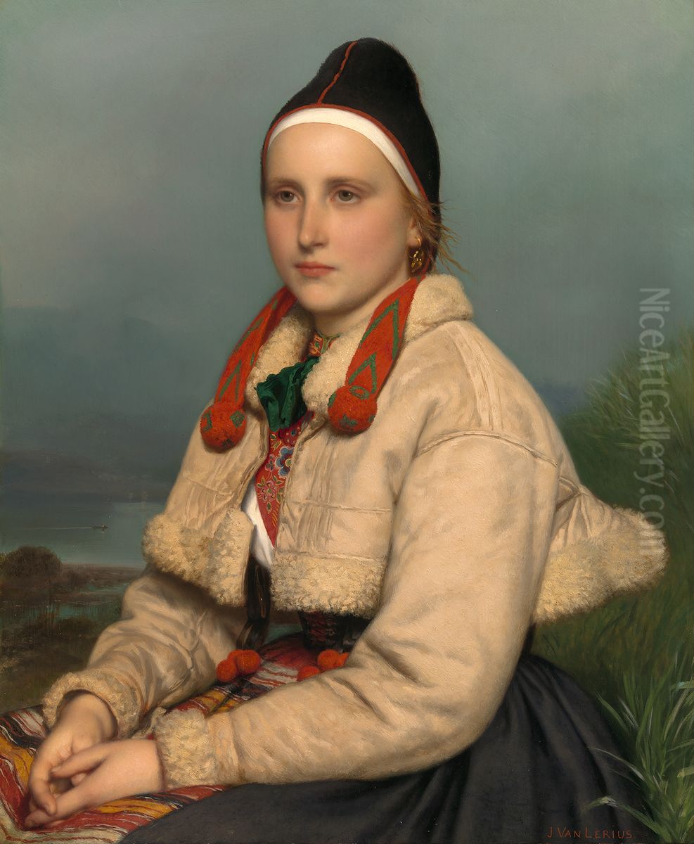 Meisje uit Dalarne Oil Painting by Jozef Van Lerius