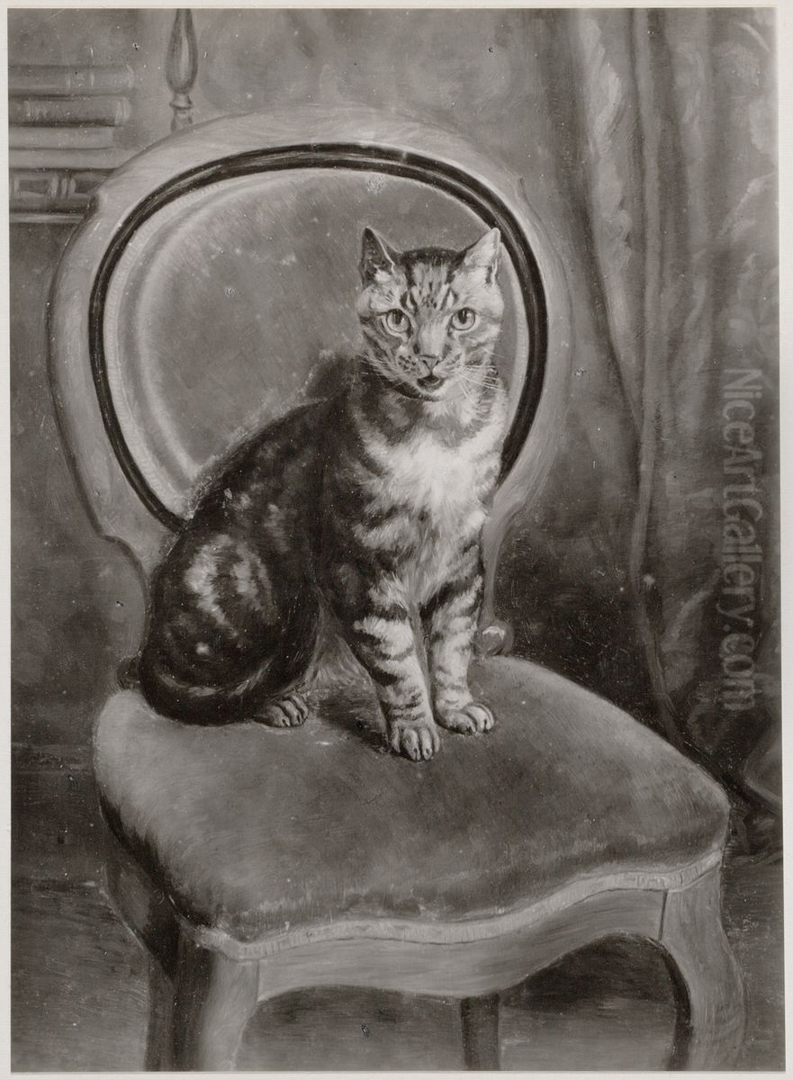 Kat op stoel Oil Painting by August Le Gras