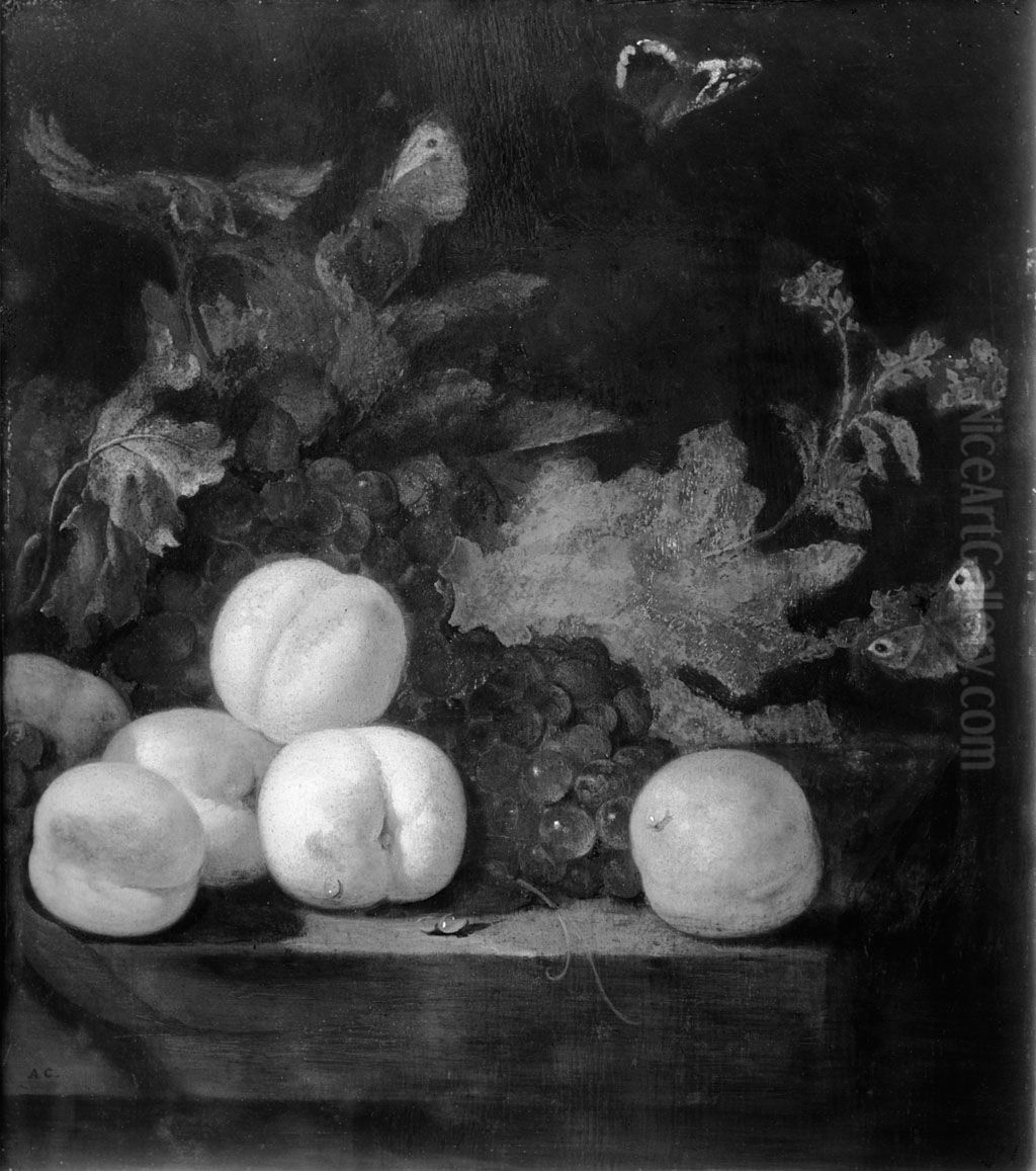 Vruchtenstilleven met perziken Oil Painting by Abraham Van Calraet