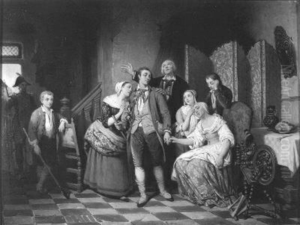 Het afscheid andere titel; (De gevangeneming) Oil Painting by Alois Hunin