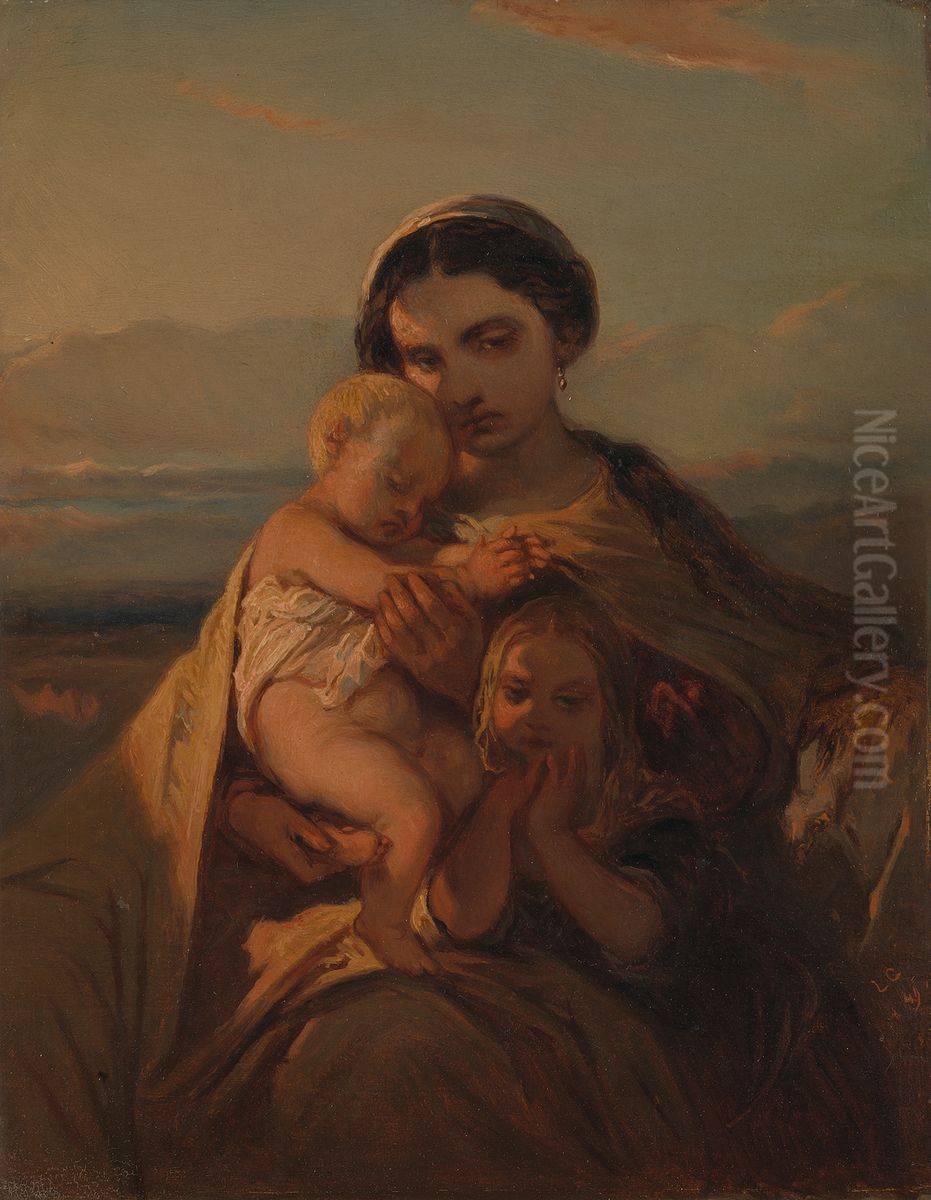 De Avond (le soir) Oil Painting by Louis Gallait