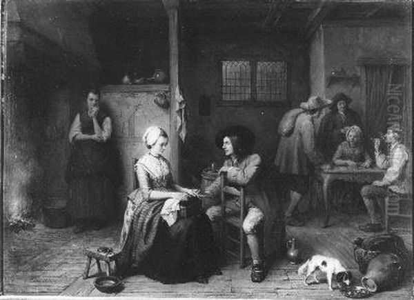 liefdesaanzoek) (fr.t. demande et mariage) Oil Painting by Jean-Baptiste Madou