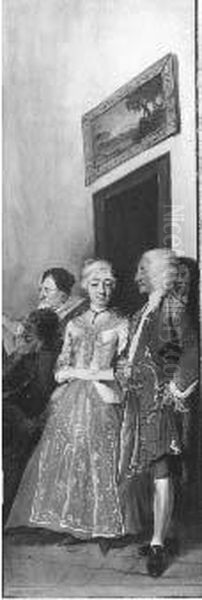 Triptiek voorstellende de boerenrechtbank uit het blijspel 