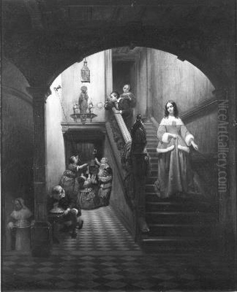 De bellenblazers Oil Painting by Claudius Jacquand