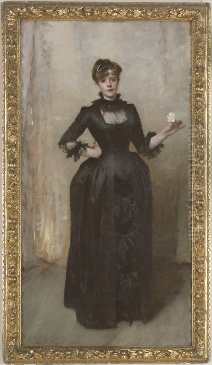 Lady with the Rose (Charlotte Louise Burckhardt) Oil Painting by John Singer Sargent