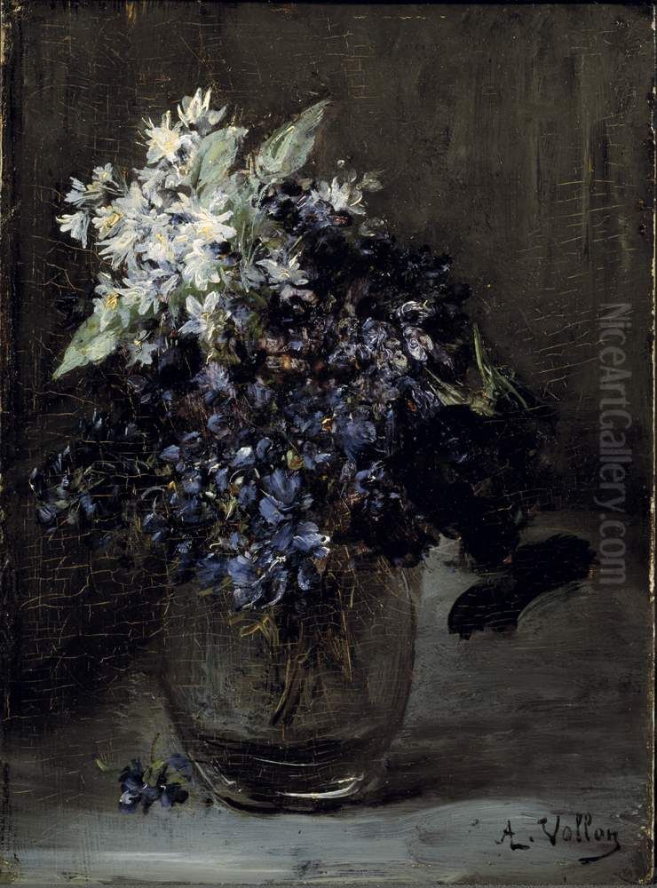 Violettes de parma in een glas Oil Painting by Antoine Vollon