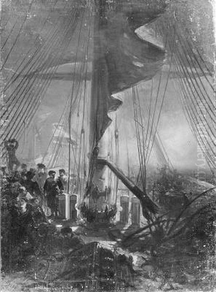 Anno 1636. De Duinkerker admiraal Jacques Collaert wordt gevangen Oil Painting by Charles Rochussen