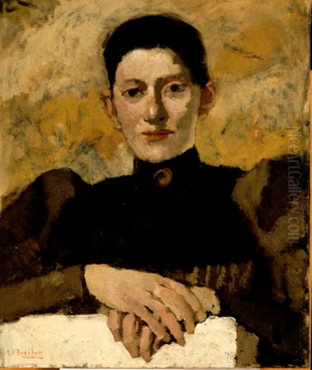 Sara de Swart (1861-1951) Oil Painting by George Hendrik Breitner