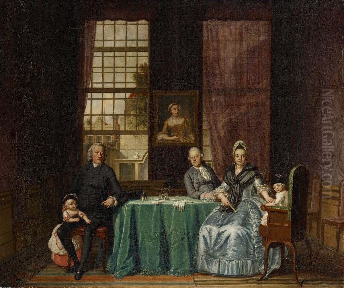 Family portrait in an interior Oil Painting by Hendrik Pothoven