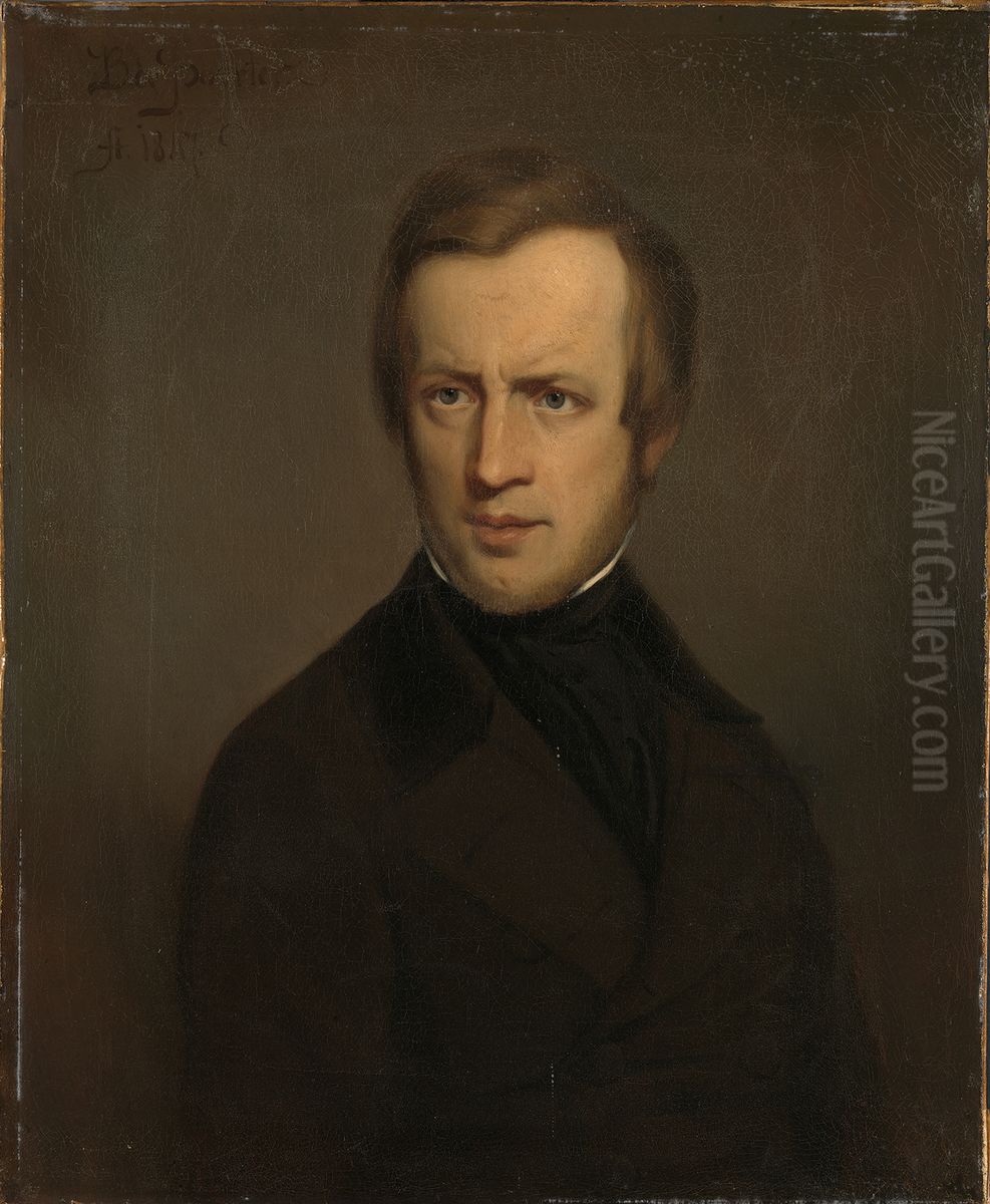 Johannes Wernardus Bilders (1811 - 1890), kunstschilder Oil Painting by Bastiaan De Poorter