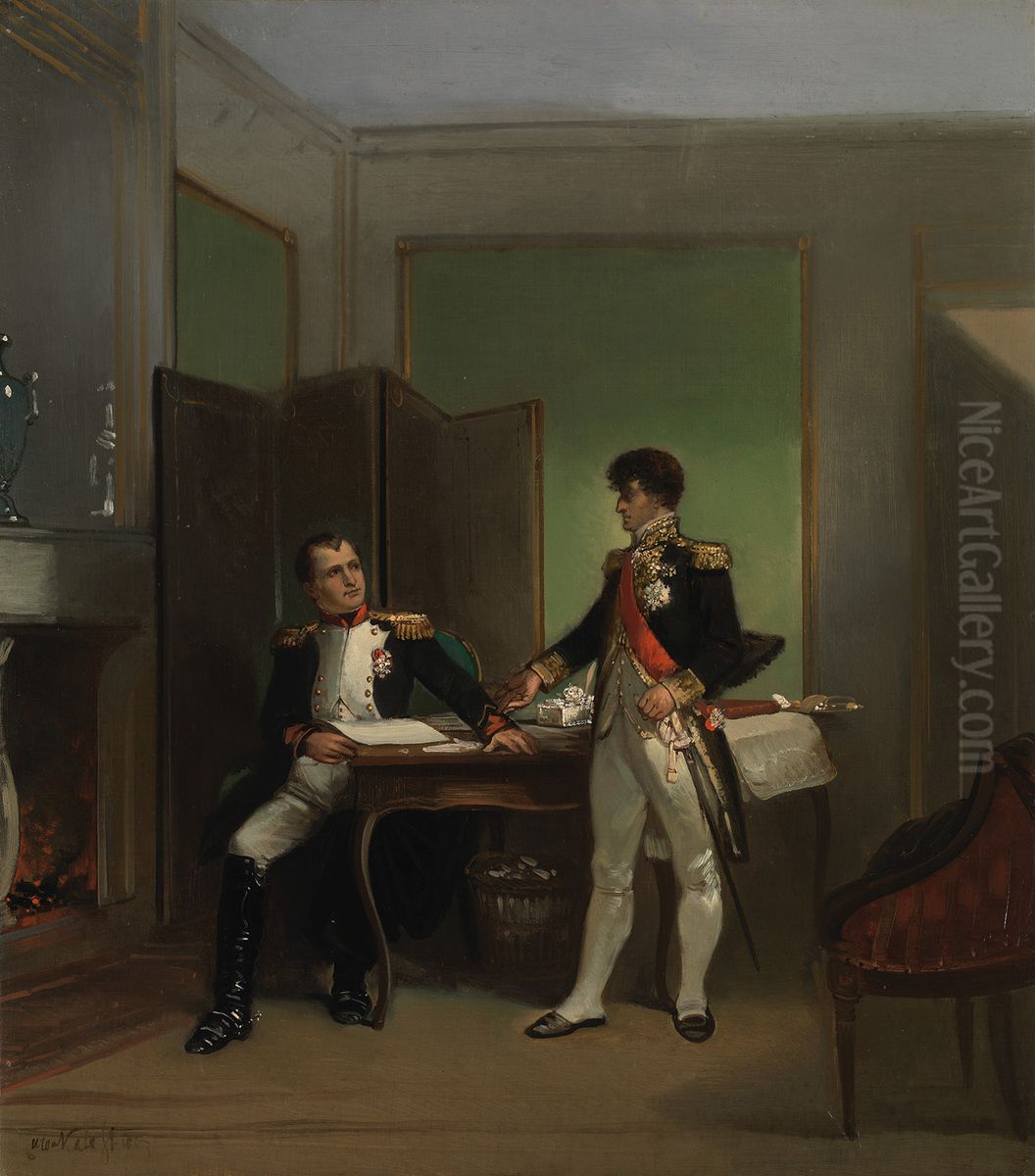Anno 1809. Lodewijk Napoleon verdedigt Hollands onafhankelijkheid tegenover Napoleon Oil Painting by Herman Frederik Carel ten Kate