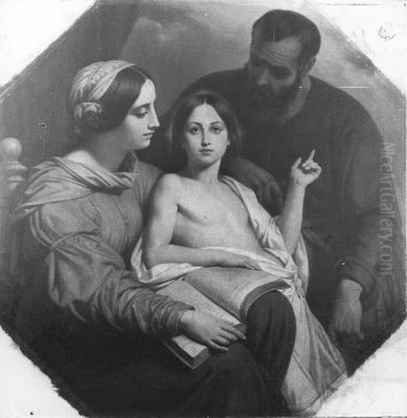 De heilige familie Oil Painting by Henri Decaisne