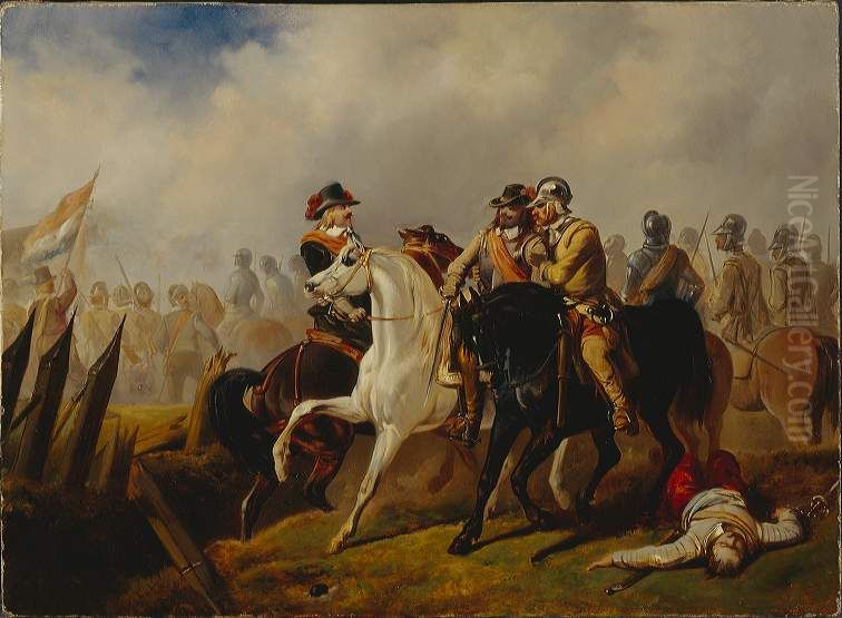 Anno 719. Koning Radbout weigert de doop Oil Painting by Jacobus van Dijck