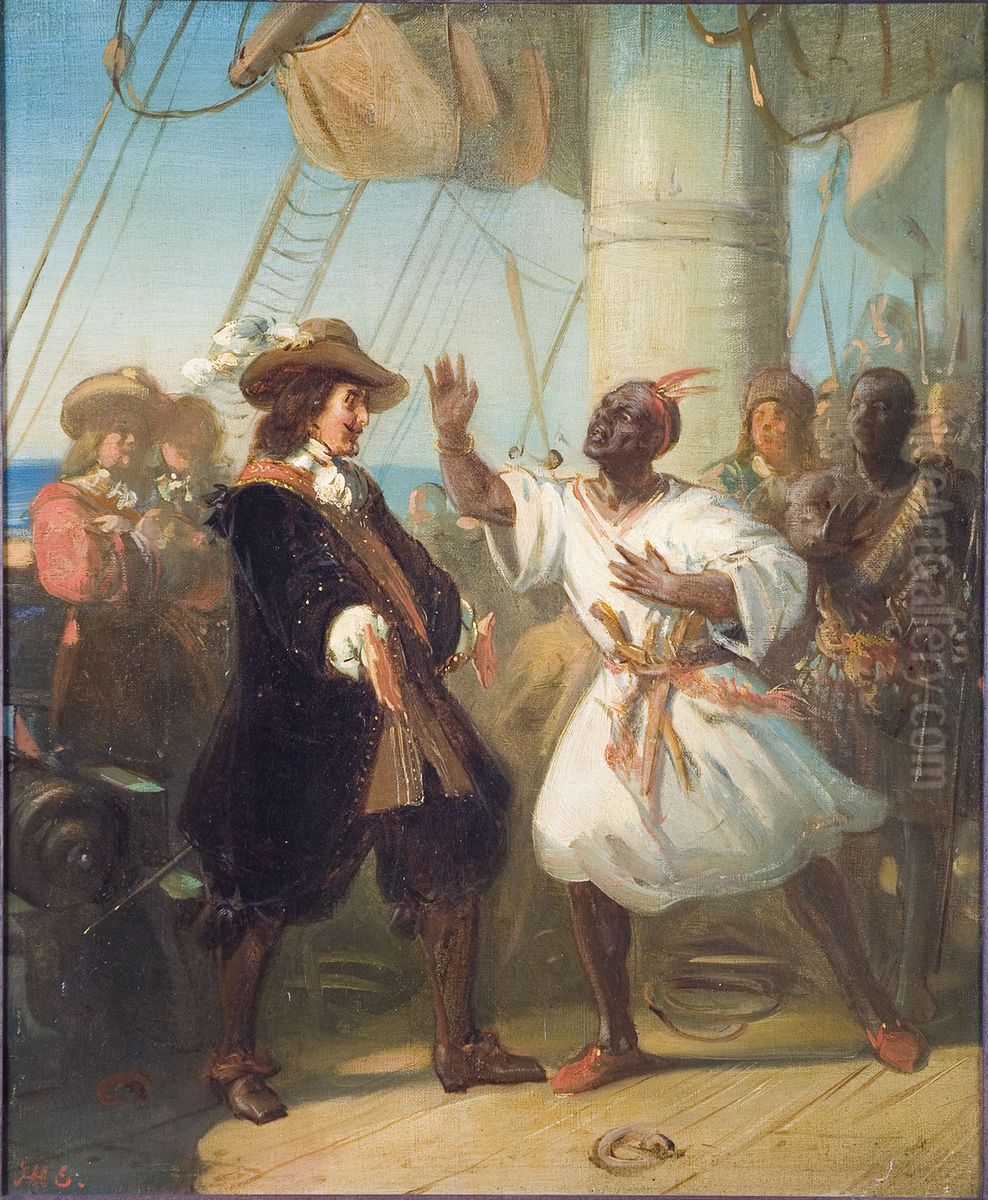 Anno 1664. Michiel de Ruyter en Jan Kompany Oil Painting by Johannes Hinderikus Egenberger