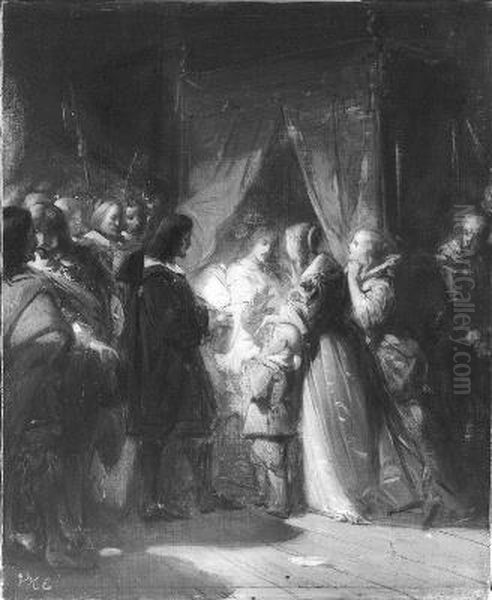 Anno 1672. Cornelis de Witt wordt tot herroeping van de Akte van Seclusie gedwongen Oil Painting by Johannes Hinderikus Egenberger