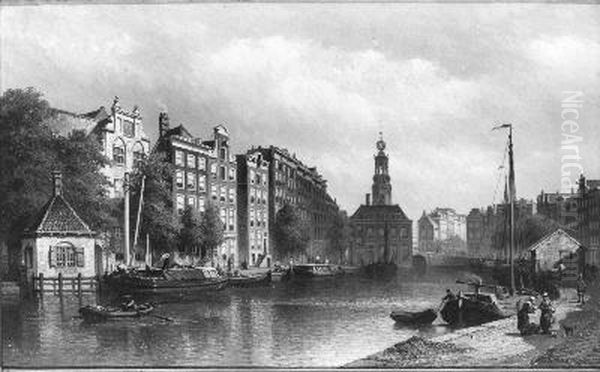 Het singel bij de Munt Oil Painting by Eduard Alexander Hilverdink