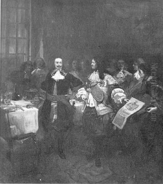 Anno 1660. Michiel de Ruyter wordt in de adelstand verheven Oil Painting by Charles Rochussen