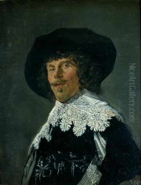 Portrait of a man in a Black Jacket Oil Painting by Frans Hals