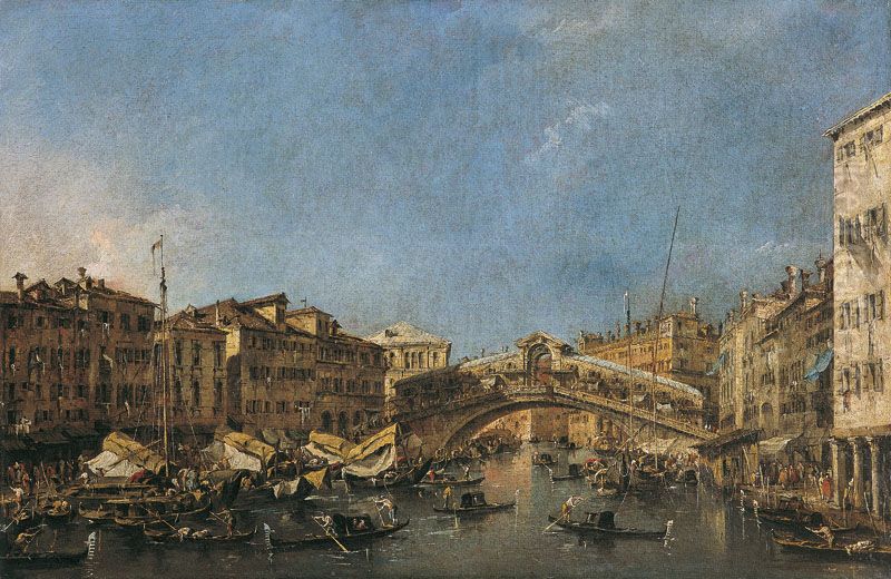 Le Pont de Rialto a Venise Oil Painting by Francesco Guardi