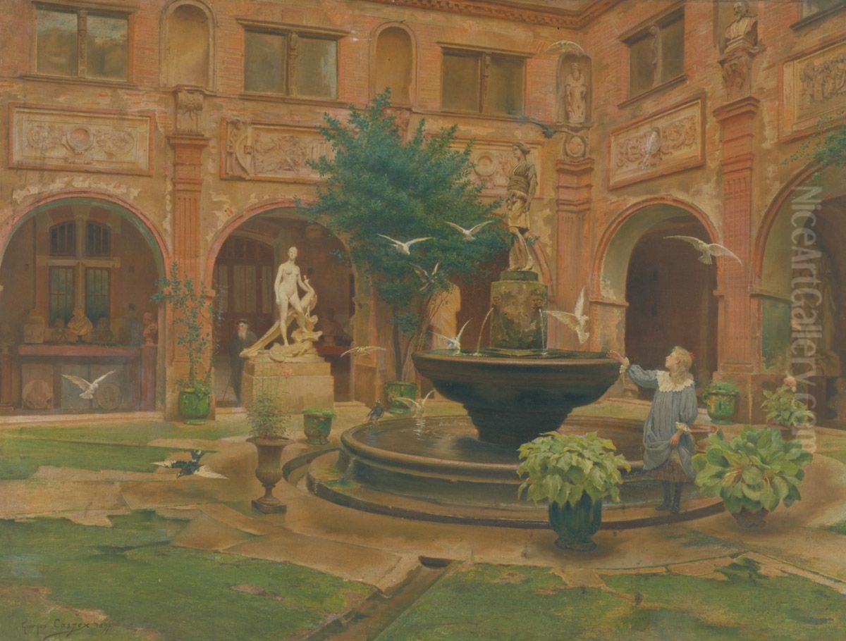 Small cloister of the Augustins Oil Painting by Georges Castex