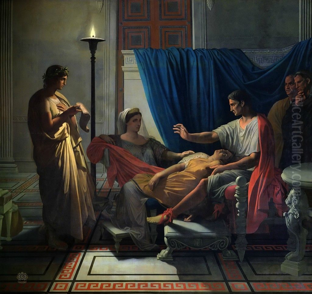 Virgil reading The Aeneid before Augustus, Livia and Octavia Oil Painting by Jean Auguste Dominique Ingres