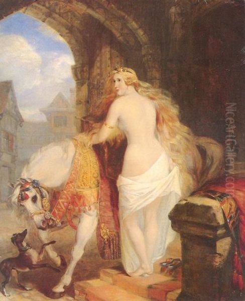 Lady Godiva Oil Painting by Marshall Claxton