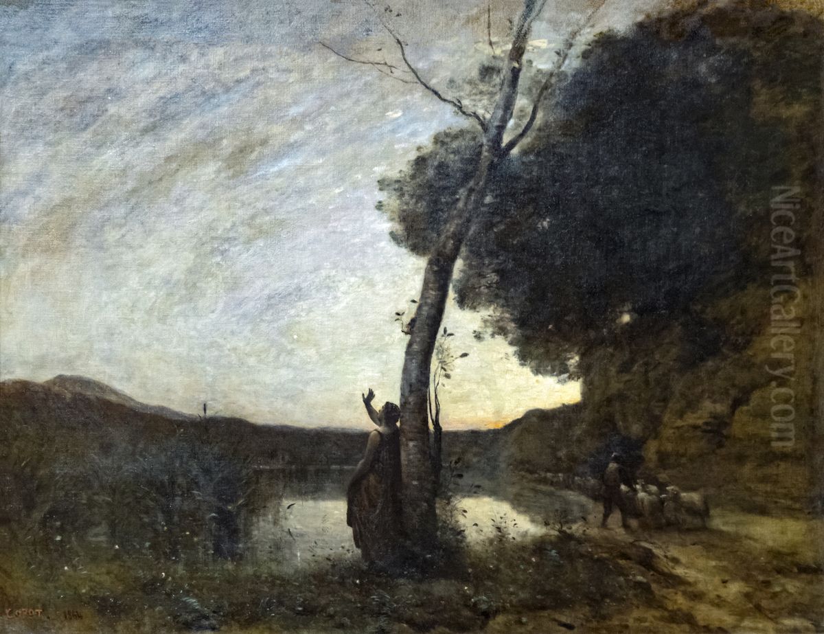 The evening Star Oil Painting by Jean-Baptiste Camille Corot