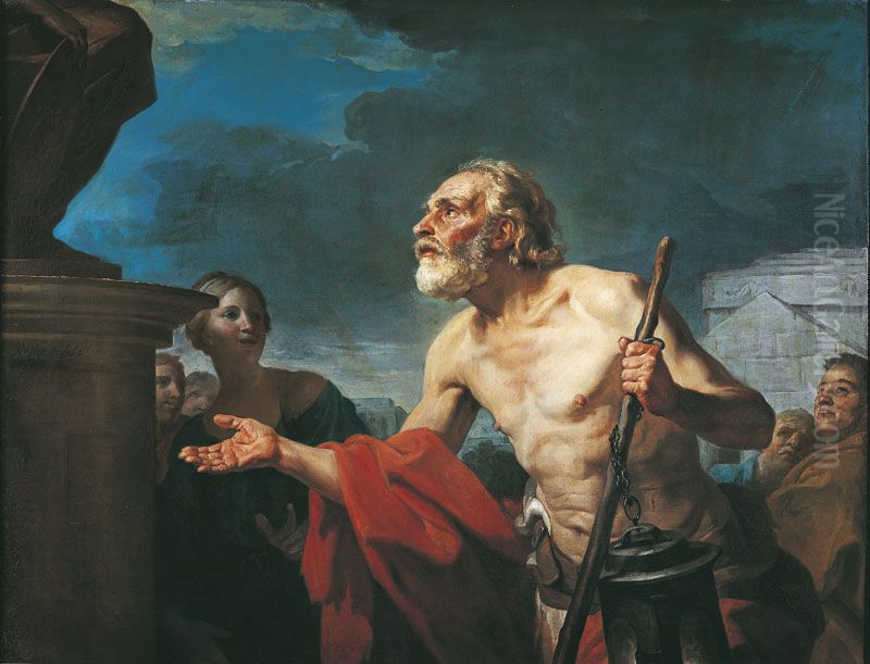 Diogene demandant l'aumone aux statues Oil Painting by Jean-Bernard Restout