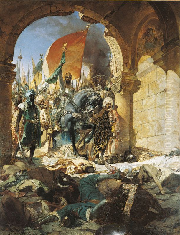 Entree du sultan Mehmet II a Constantinople le 29 mai 1453 Oil Painting by Jean-Joseph Benjamin-Constant