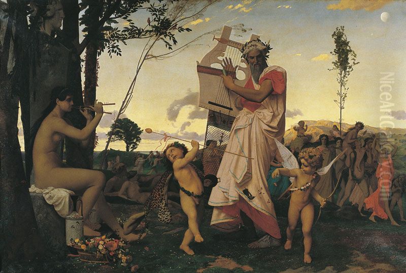 Anacreon, Bacchus and Eros Oil Painting by Jean-Leon Gerome