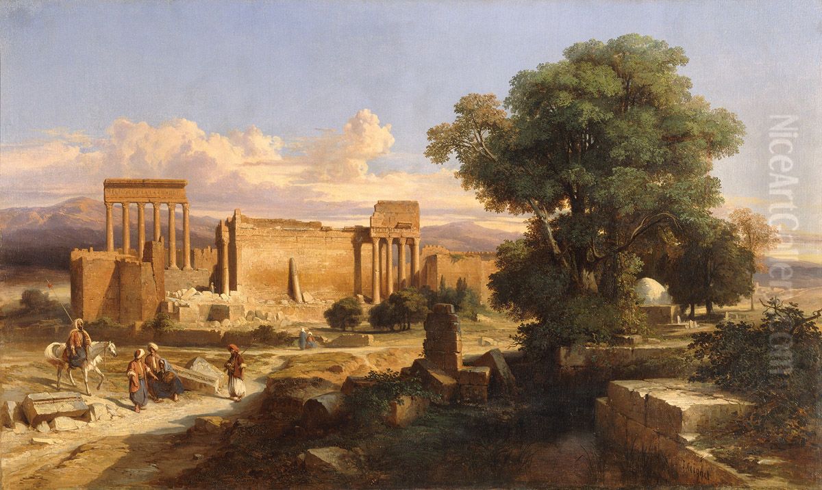 Ruins in Baalbek Oil Painting by Jules Louis Phillipe Coignet