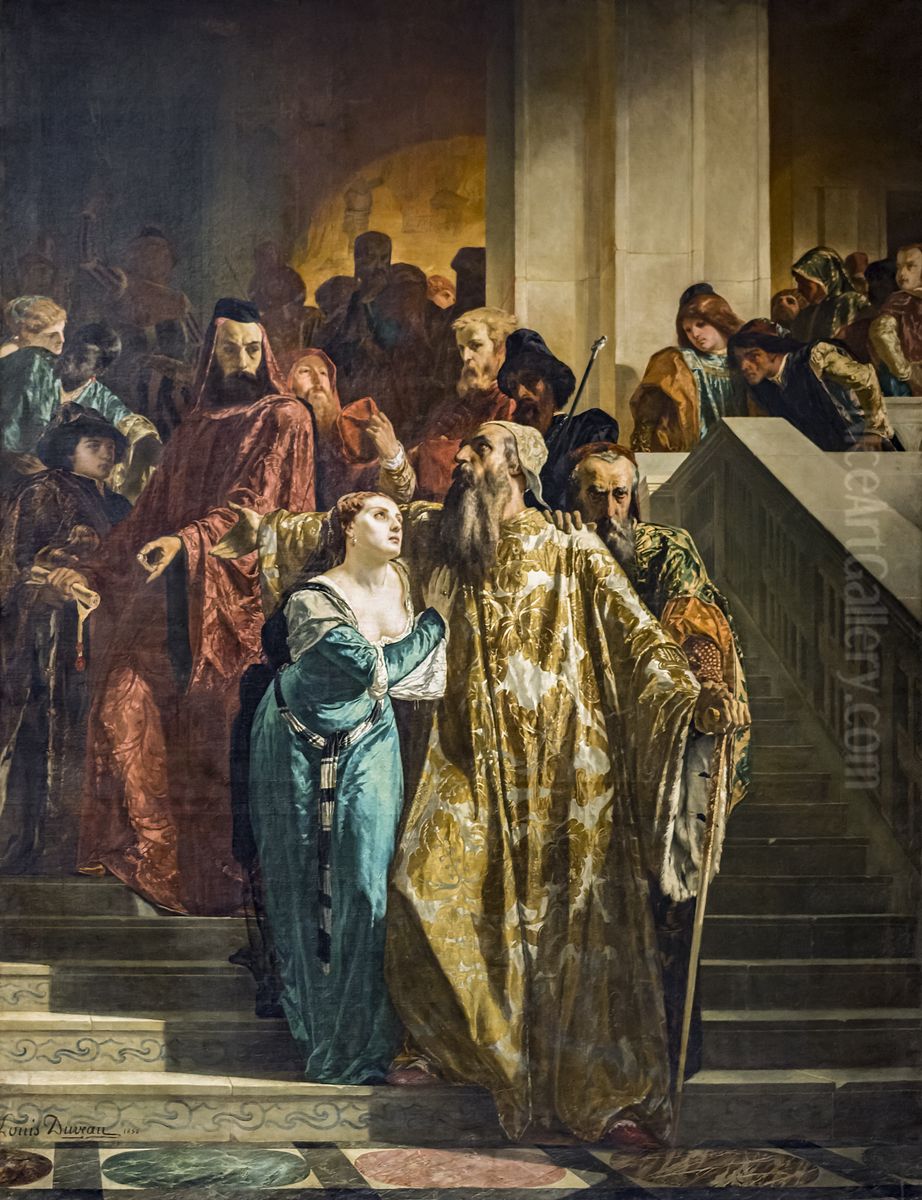 The Abdication of DogeFoscari.Francais:L'Abdication du dogeFoscari.Italiano:L'abdicazione del DogeFoscari. Oil Painting by Louis Duveau