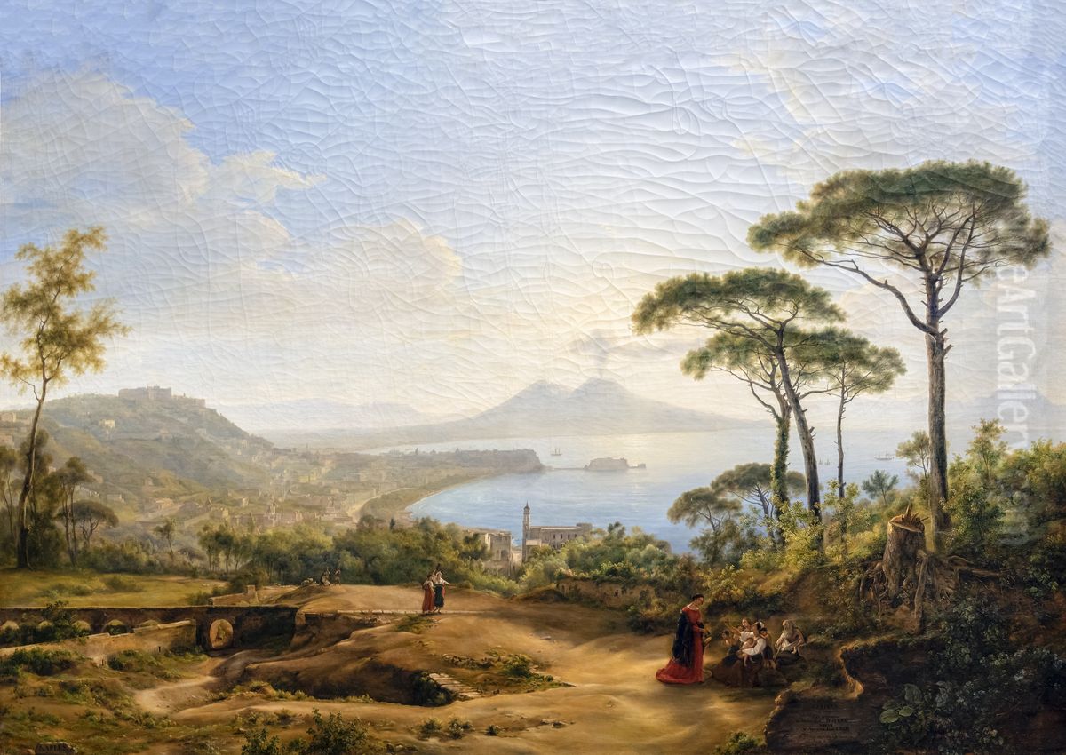 Naples, view of PosillipoFrancais:Naples, vue du PausilippeItaliano:Napoli, vista su Posillipo Oil Painting by Louise-Josephine Sarazin de Belmont
